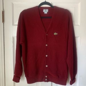 Vintage Lacoste Sweater Cardigan Burgundy M